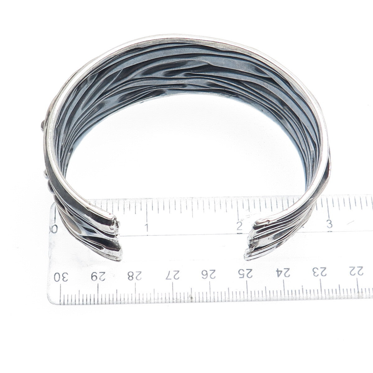 925 Sterling Silver Vintage Modernist Adjustable Oxidized Cuff Bracelet 7.5"