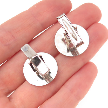 925 Sterling Silver Vintage Real Sapphire Starburst Oxidized Cufflinks