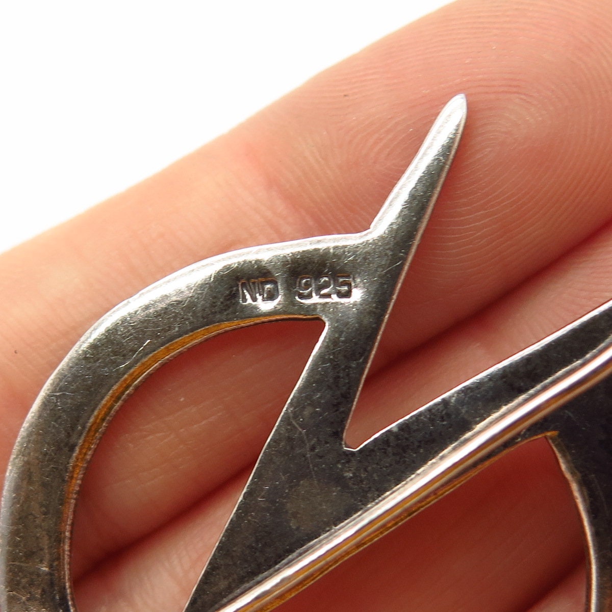 925 Sterling Silver Real Marcasite Gemstone Modernist Design Pin Brooch