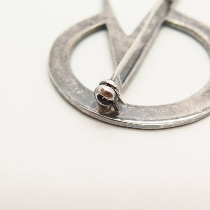 925 Sterling Silver Real Marcasite Gemstone Modernist Design Pin Brooch