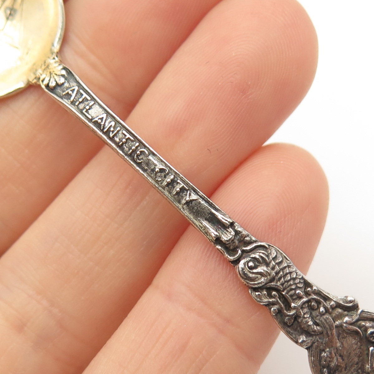 925 Sterling Silver 2-Tone Antique C. Brothers & Heilbronn "Atlantic City" Spoon