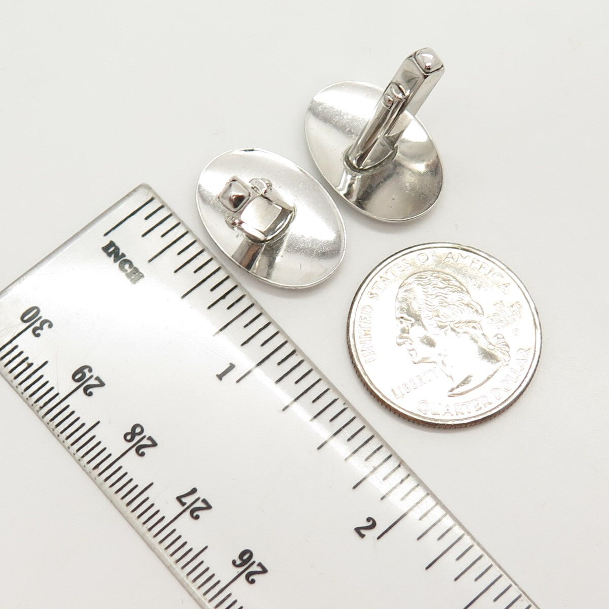 925 Sterling Silver Vintage Anson Textured Oval Cufflinks