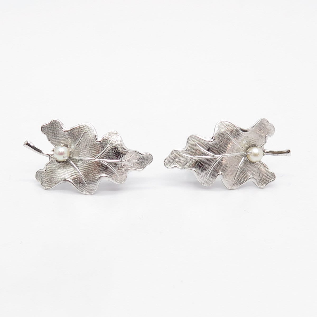 925 Sterling Silver Vintage Carl Art Faux Pearl Screw Back Earrings