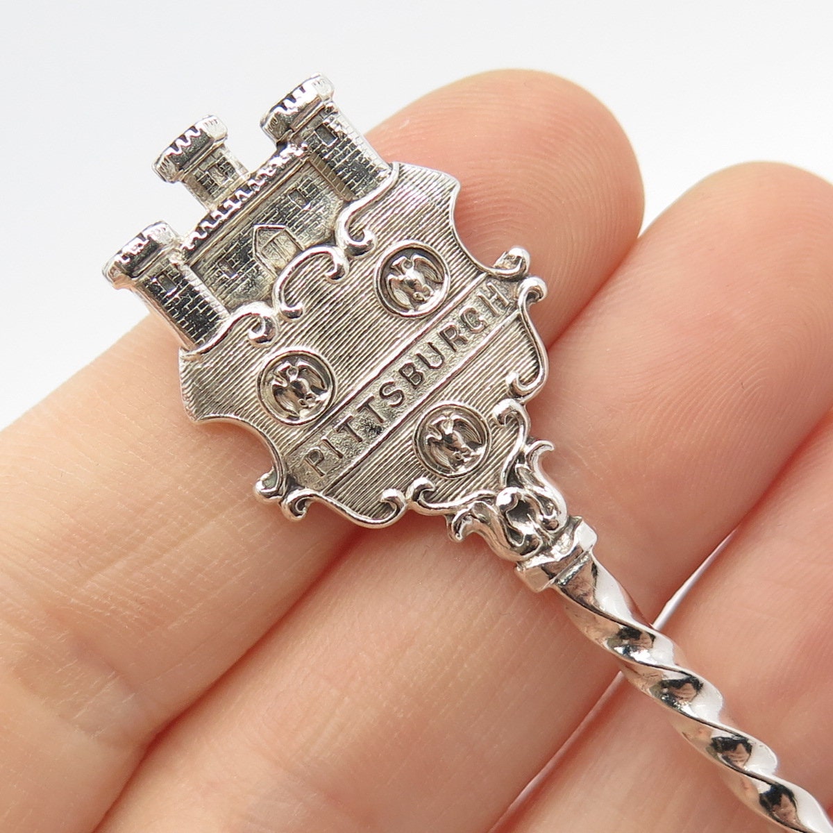 925 Sterling Silver 2-Tone Antique 1891 "Pittsburgh Fort Pitt" Spoon