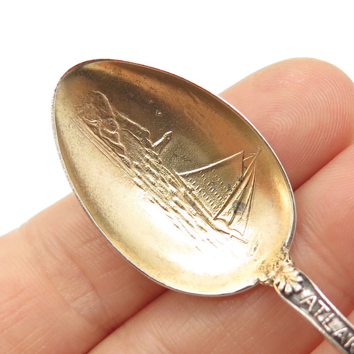 925 Sterling Silver 2-Tone Antique C. Brothers & Heilbronn "Atlantic City" Spoon