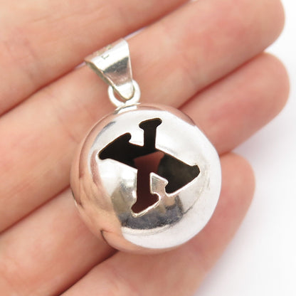 925 Sterling Silver Vintage Mexico Letter "X" Initial Ball Pendant