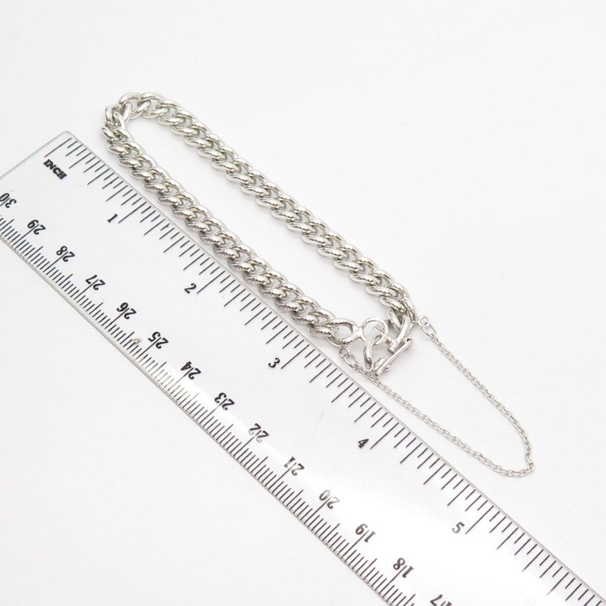 925 Sterling Silver Antique Cuban Link Bracelet w/Chain 7"
