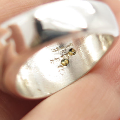 925 Sterling Silver 2-Tone Vintage Mexico Twisted Accent Ring Size 7