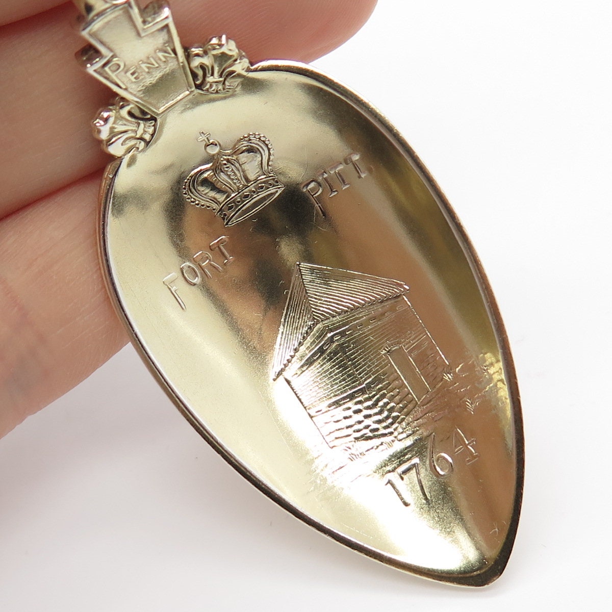 925 Sterling Silver 2-Tone Antique 1891 "Pittsburgh Fort Pitt" Spoon