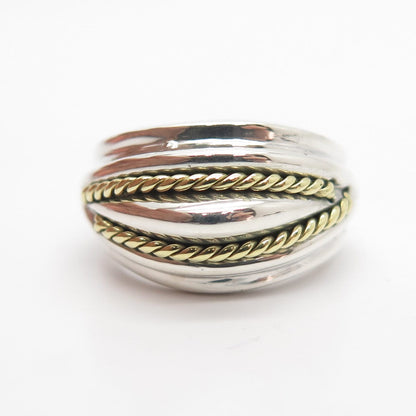 925 Sterling Silver 2-Tone Vintage Mexico Twisted Accent Ring Size 7