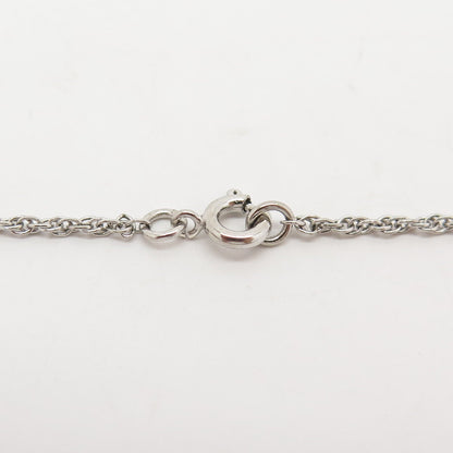 925 Sterling Silver Vintage Anna Lee Amethyst Gem Heart Rolo Chain Necklace 16"