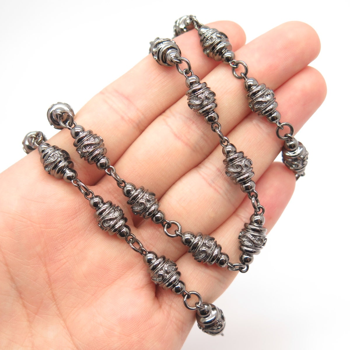 925 Sterling Silver Vintage Real Ruby Gem Bead Chain Necklace 30"