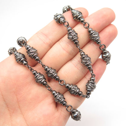 925 Sterling Silver Vintage Real Ruby Gem Bead Chain Necklace 30"