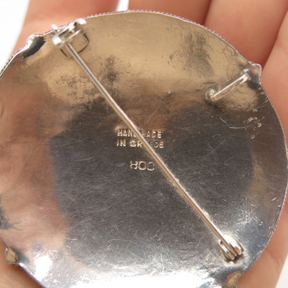 800 Silver Antique Greece Amethyst-Tone C Z Pin Brooch / Pendant