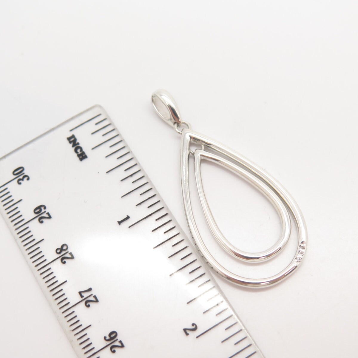 925 Sterling Silver Vintage Maya Real Diamond Modernist Pendant