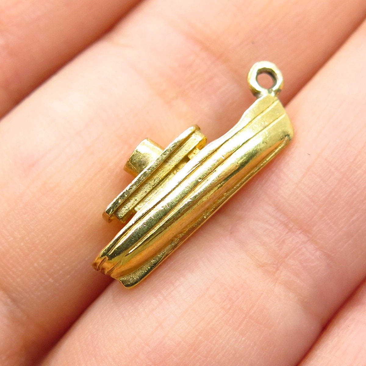 925 Sterling Silver Gold Plated Boat Pendant
