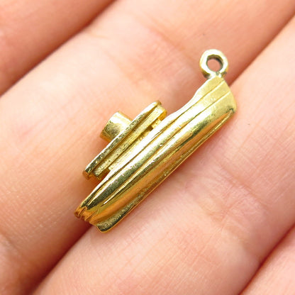 925 Sterling Silver Gold Plated Boat Pendant