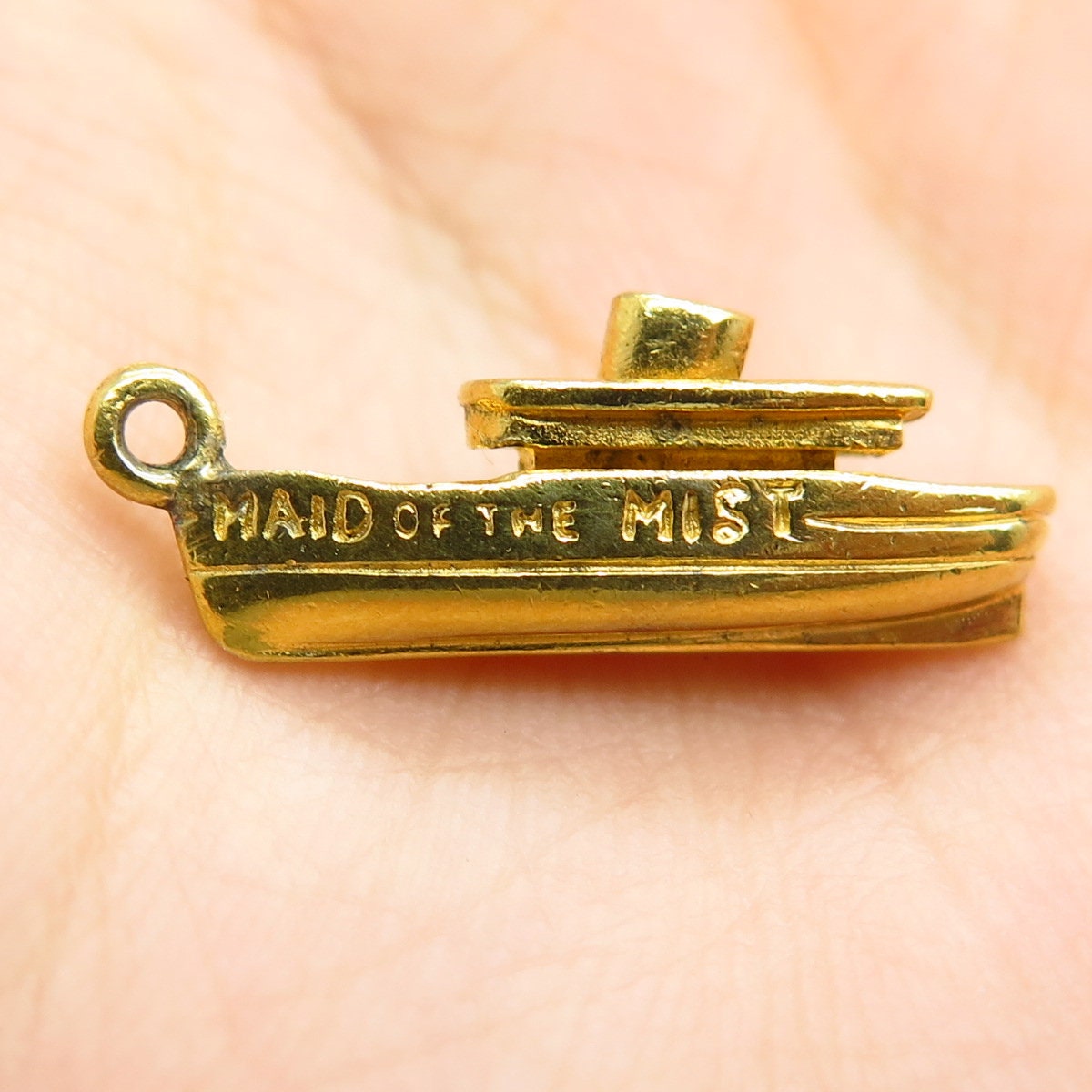 925 Sterling Silver Gold Plated Boat Pendant