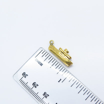 925 Sterling Silver Gold Plated Boat Pendant