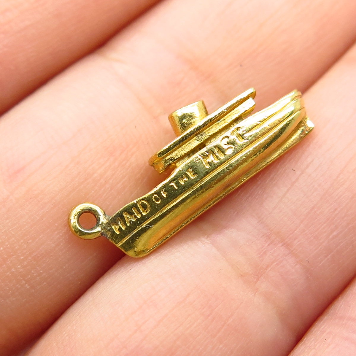 925 Sterling Silver Gold Plated Boat Pendant