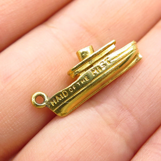 925 Sterling Silver Gold Plated Boat Pendant
