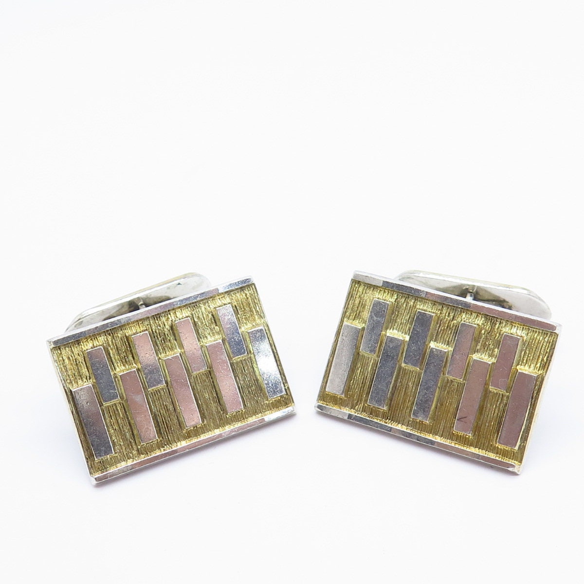 830S Silver 2-Tone Vintage Scandinavia Etched Cufflinks