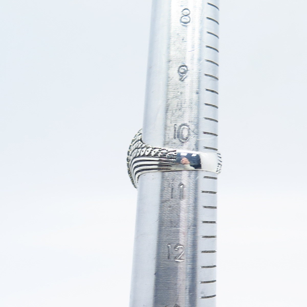 925 Sterling Silver 2-Tone Vintage Melanite Gem & Blue Glass Ring Size 10.25