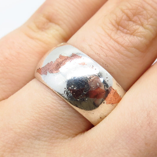 925 Sterling Silver 2-Tone Vintage Classic Band Ring Size 7.5