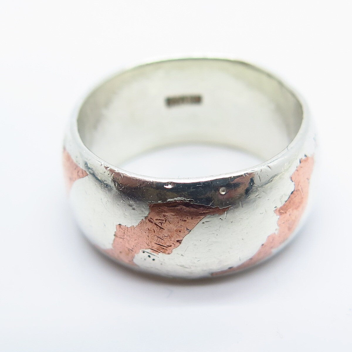 925 Sterling Silver 2-Tone Vintage Classic Band Ring Size 7.5