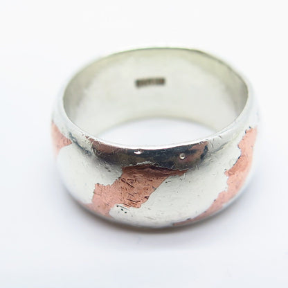 925 Sterling Silver 2-Tone Vintage Classic Band Ring Size 7.5