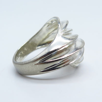 925 Sterling Silver Vintage Ribbed Ring Size 5.25