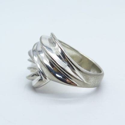 925 Sterling Silver Vintage Ribbed Ring Size 5.25