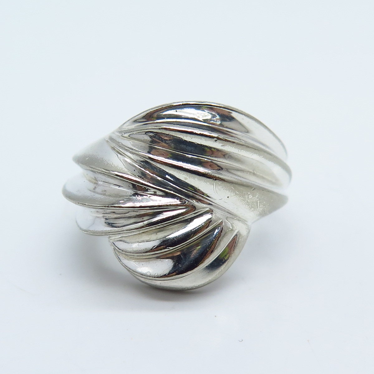 925 Sterling Silver Vintage Ribbed Ring Size 5.25