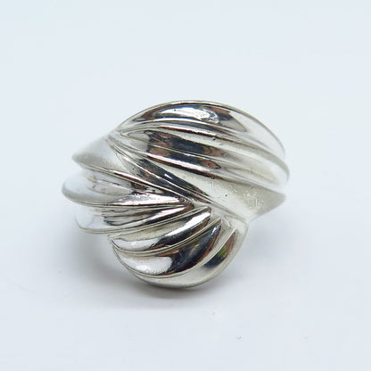 925 Sterling Silver Vintage Ribbed Ring Size 5.25
