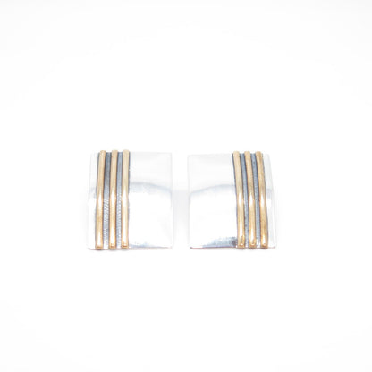 925 Sterling Silver 2-Tone Vintage Striped Earrings