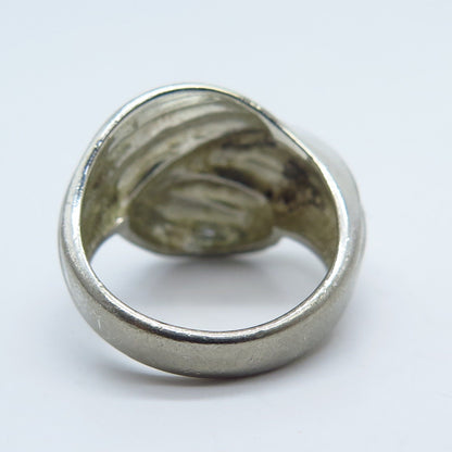 925 Sterling Silver Vintage Ribbed Ring Size 5.25