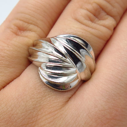 925 Sterling Silver Vintage Ribbed Ring Size 5.25