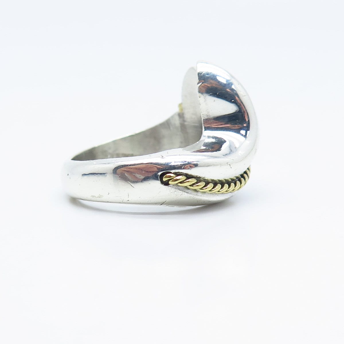 925 Sterling Silver 2-Tone Vintage Ribbed Twisted Ring Size 8.25