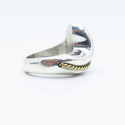 925 Sterling Silver 2-Tone Vintage Ribbed Twisted Ring Size 8.25