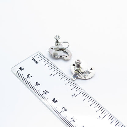 925 Sterling Silver Vintage Bond Boyd Wave Screw Back Earrings