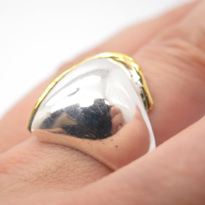 925 Sterling Silver 2-Tone Vintage Mexico Modernist Ring Size 7