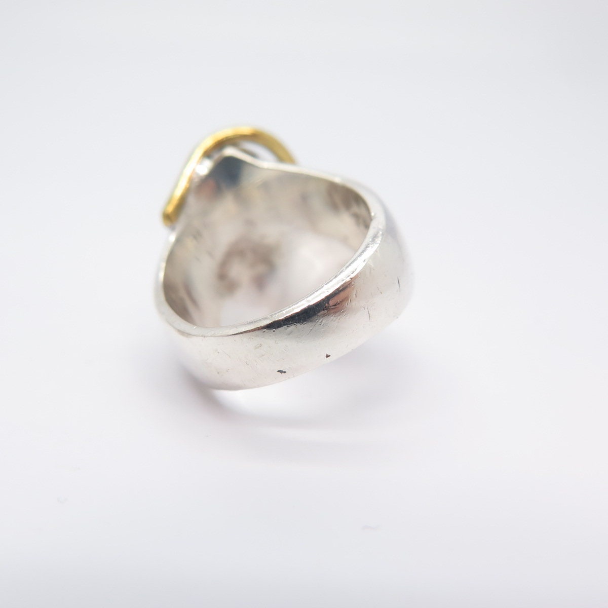 925 Sterling Silver 2-Tone Vintage Mexico Modernist Ring Size 7