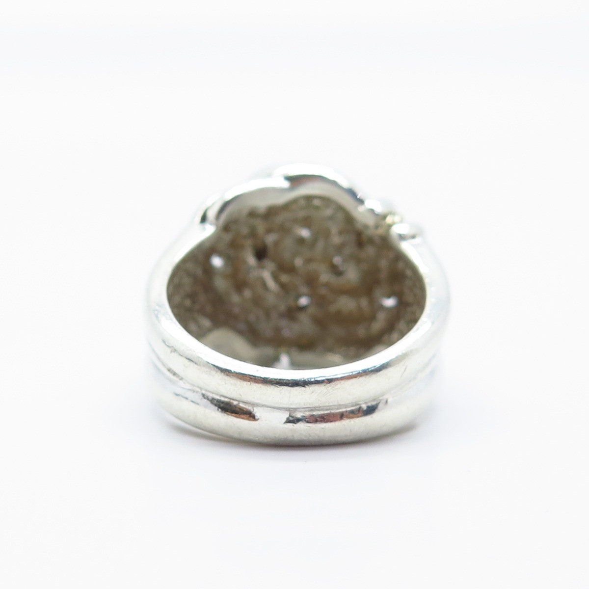 925 Sterling Silver / 14K Gold Vintage Knot Ribbed Ring Size 7.25