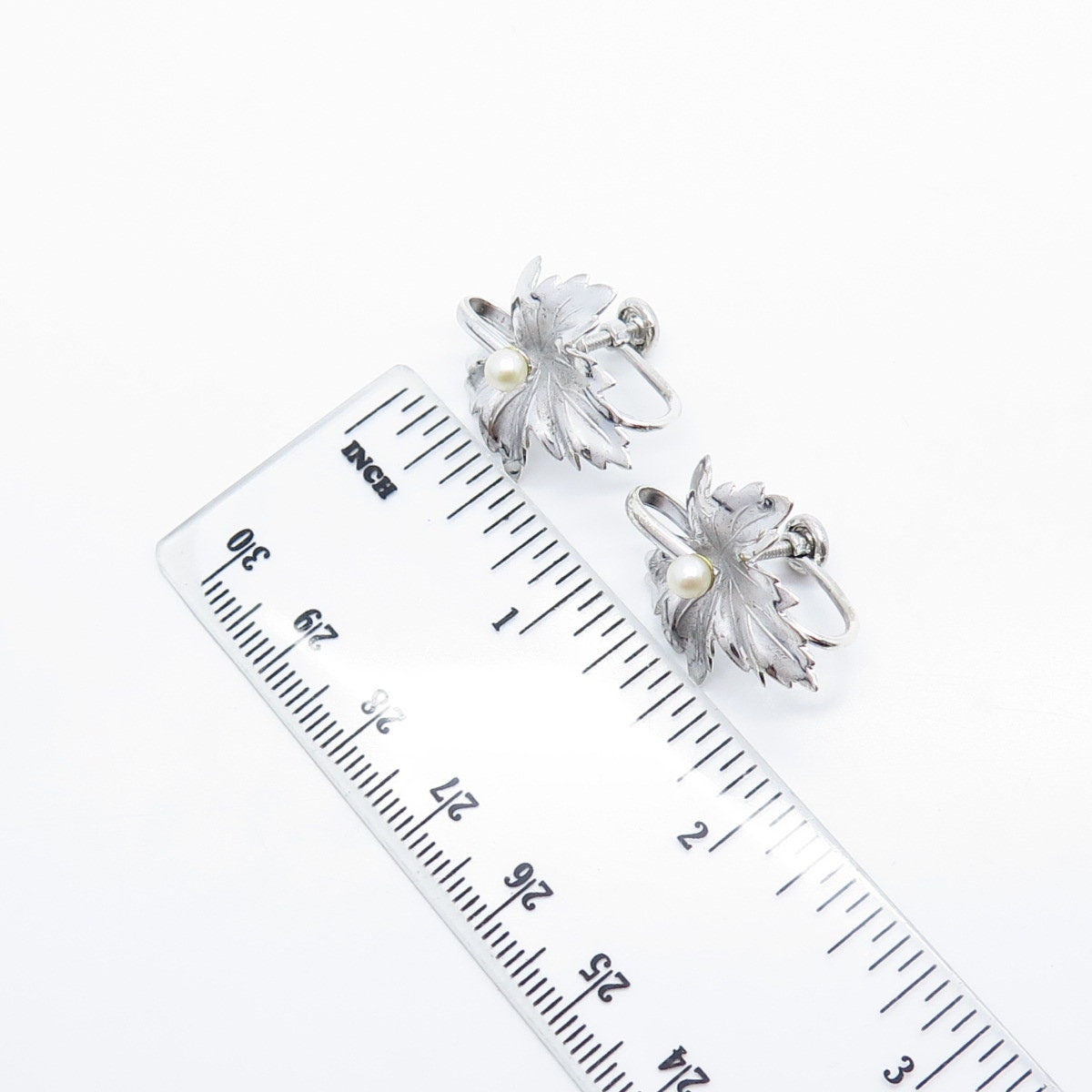 925 Sterling Silver Vintage Carl Art Grape Leaf Screw Back Earrings