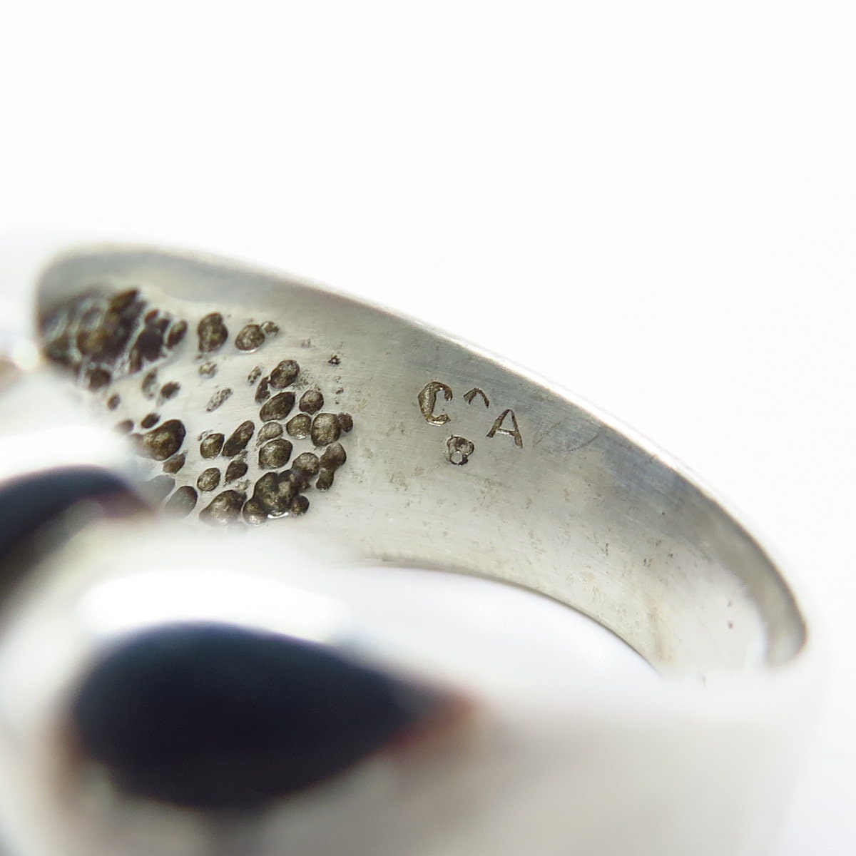 925 Sterling Silver / 14K Gold Vintage Ribbed Wide Ring Size 8.5