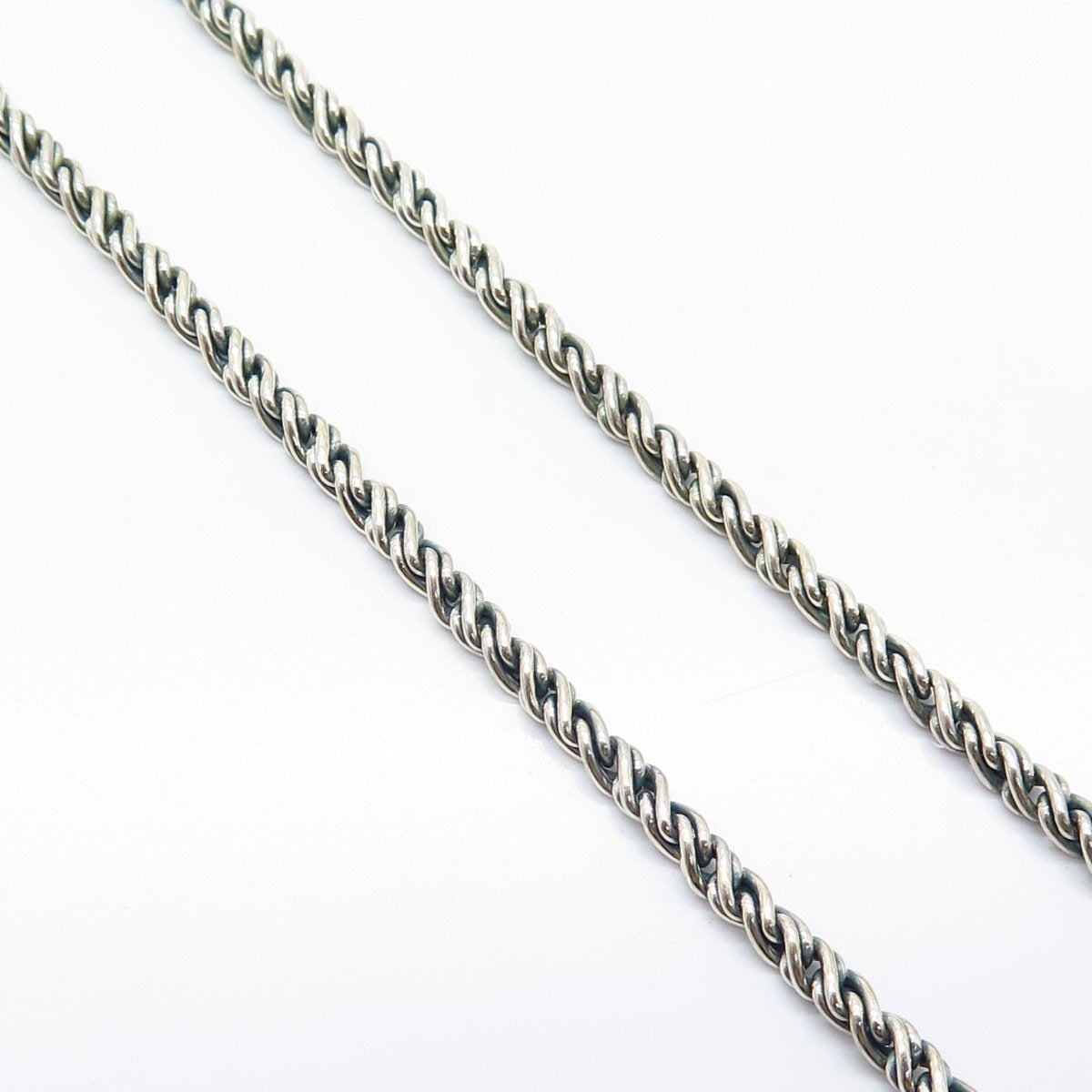 925 Sterling Silver 2-Tone Vintage Real Amethyst Gem Fancy Chain Necklace 16"