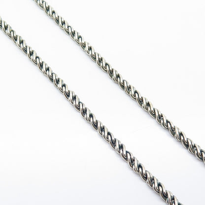 925 Sterling Silver 2-Tone Vintage Real Amethyst Gem Fancy Chain Necklace 16"