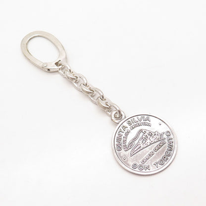 800 Silver Vintage "Quinta Silvia Don Torcuato" Chain Key Ring