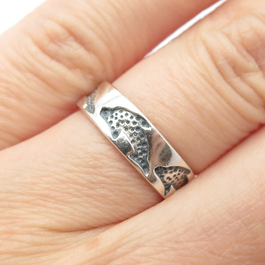 925 Sterling Silver Vintage Dolphin Adjustable Toe Ring Size 5