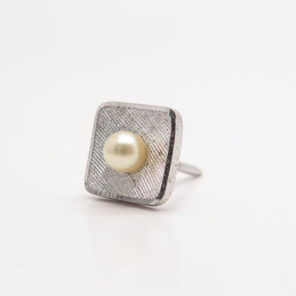 925 Sterling Silver Antique England Adie Brothers Ltd. Real Pearl Textured Pin